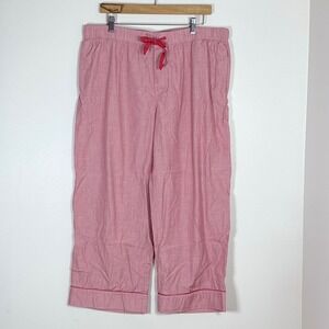 LAKE Women Pajama Lounge Pants XL Red Cotton Drawstring Loungewear Sleepwear
